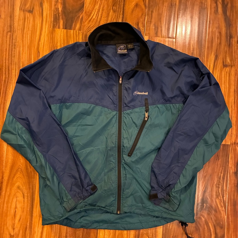 Vintage Cloudveil Jackson Hole Men's Large Full Zip Windbreaker Jacket Blue Teal